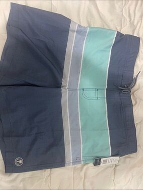 Trinity Coast Navy and Teal Swim Trunks